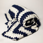 Afghan Crochet Throw Blanket - Black & White