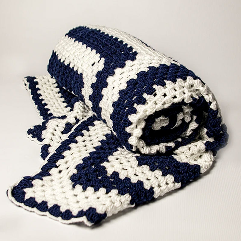 Afghan Crochet Throw Blanket - Black & White