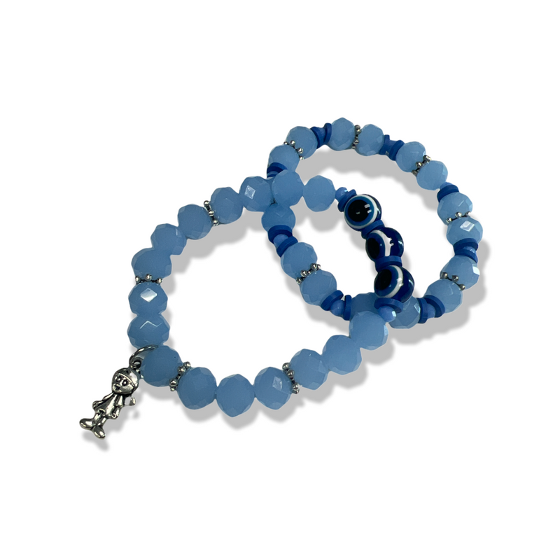 Blue Classic Style Crystal Bracelets (Set of 2)