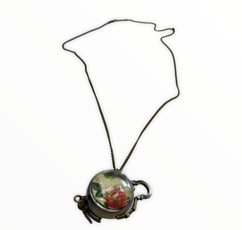 Vintage Necklace with Glass Locket Pendant