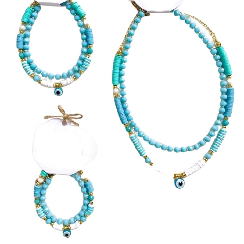 Blue Bead Necklace Set