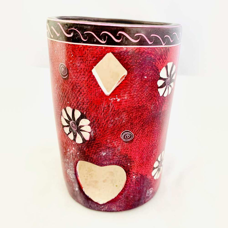 Hand painted Porcelain Red Candle Cup