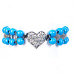 Blue Beads with Heart Bracelet