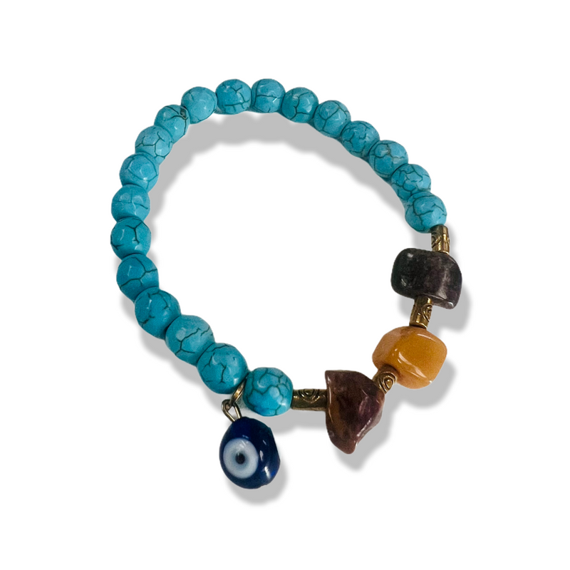 Turquoise Round Bead Stretch Bracelet