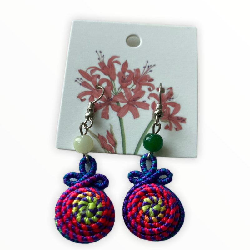 Embroidered Earring- Round Multi Color