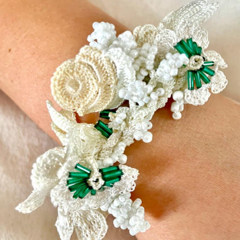 Embroidered Flower Bracelet